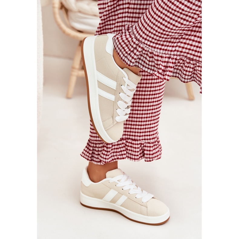 Sneakers pour femmes Sports Chaussures avec en cuir écologique beige 2 Sneakers pour femmes Sports Chaussures avec en cuir écologique beige 2