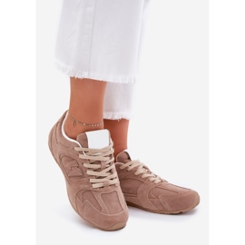 Chaussures de sport pour femmes avec éco daim sombre beige 1