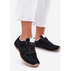 Chaussures de sport pour femmes avec éco daim noir 1