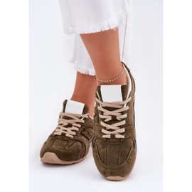 Chaussures de sport pour femmes avec écot en daim vert foncé 3