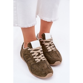 Chaussures de sport pour femmes avec écot en daim vert foncé 5