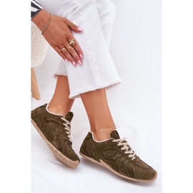 Chaussures de sport pour femmes avec écot en daim vert foncé 6