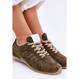 Chaussures de sport pour femmes avec écot en daim vert foncé 7