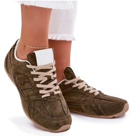 Chaussures de sport pour femmes avec écot en daim vert foncé 9