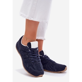 Chaussures de sport féminin avec Eco en daim bleu marine 1