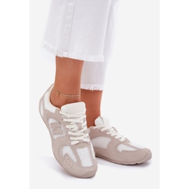 Chaussures de sport pour femmes avec Eco en daim blanc et beige 1