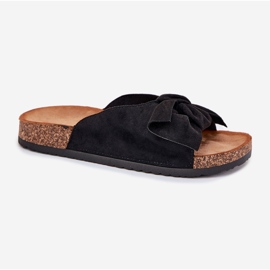 Slippers pour femmes sur une semelle de liège avec un arc noir le noir 4