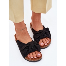 Slippers pour femmes sur une semelle de liège avec un arc noir le noir 5