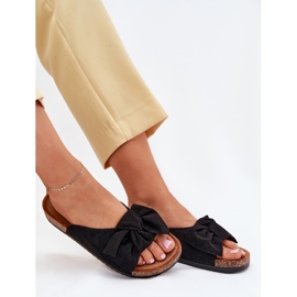 Slippers pour femmes sur une semelle de liège avec un arc noir le noir 6
