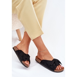 Slippers pour femmes sur une semelle de liège avec un arc noir le noir 7