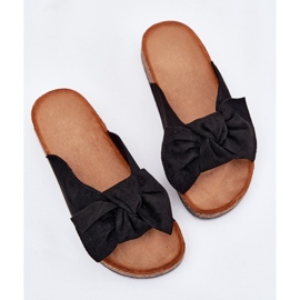 Slippers pour femmes sur une semelle de liège avec un arc noir le noir 10