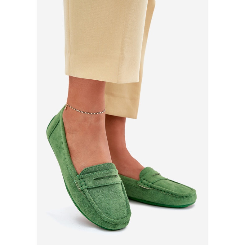 Mocassins en daim pour femmes Vert 1