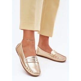 Mocassins dorés en cuir écologique pour femmes d'or 2