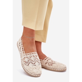 Espadrilles en dentelle en dentelle beige 1