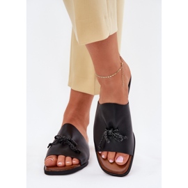 EVento Les tongs pour femmes à thèmes plates avec une cravate décorative noire le noir 3