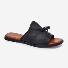 EVento Les tongs pour femmes à thèmes plates avec une cravate décorative noire le noir 4