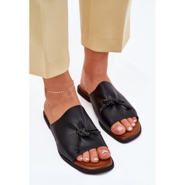 EVento Les tongs pour femmes à thèmes plates avec une cravate décorative noire le noir 5