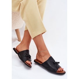 EVento Les tongs pour femmes à thèmes plates avec une cravate décorative noire le noir 6