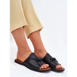 EVento Les tongs pour femmes à thèmes plates avec une cravate décorative noire le noir 7