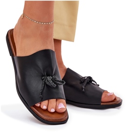 EVento Les tongs pour femmes à thèmes plates avec une cravate décorative noire le noir 8