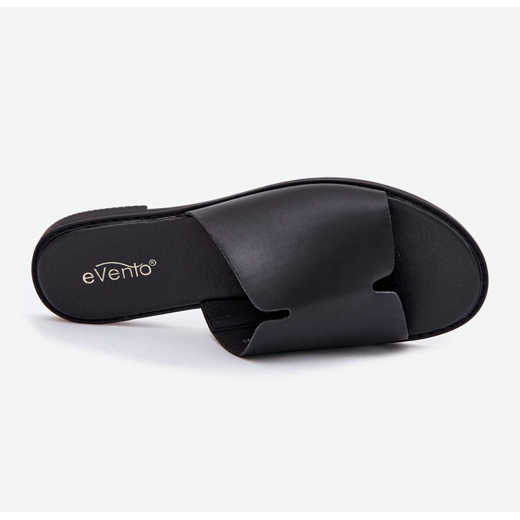 EVento Les tongs pour femmes avec des tongs pour femmes avec du cuir à toit plat noir 2