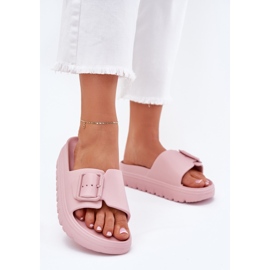 EVento Slippers de mousse pour femmes sur la plate-forme avec une boucle rose 2 EVento Slippers de mousse pour femmes sur la plate-forme avec une boucle rose 2