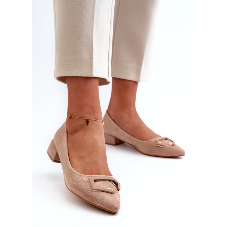 S.Barski Pompes pour femmes avec un ornement écologique S. Barski KV27-034 Beige 2