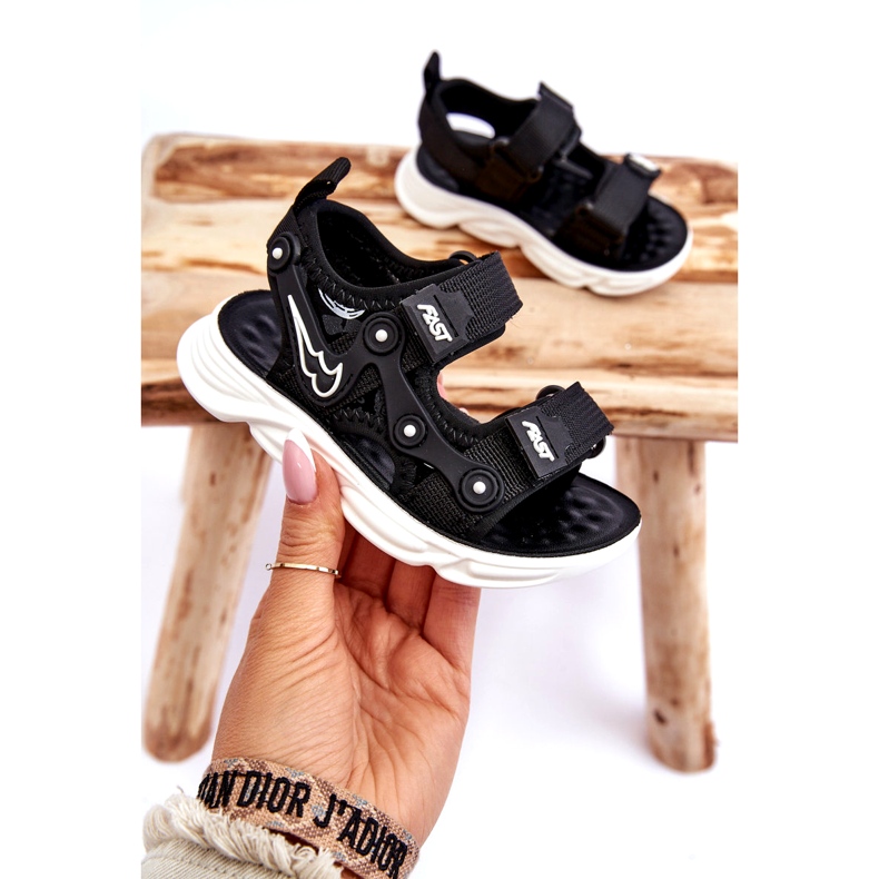 Tobias Garçons Sandales Velcro Noir Et Blanc 2