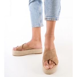 Espadrilles marron avec rayures sur la plate-forme brun 1