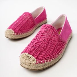 Espadrilles ouvertes roses sur la plate-forme 1