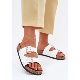 EVento Les tongs pour femmes avec des boucles écologiques en cuir blanc 2