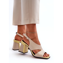 S.Barski Sandales à talon haut pour femmes Beige D&amp;A MR38-153 3