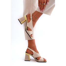 S.Barski Sandales à talon haut pour femmes Beige D&amp;A MR38-153 4