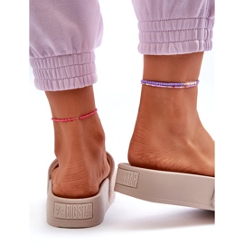 Claquettes en daim pour femmes sur la plateforme Big Star NN274A671 Beige 4