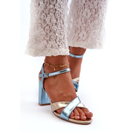 Seastar Sandales à Talons Hauts en Cuir Eco Bleu et Or Abilica 3