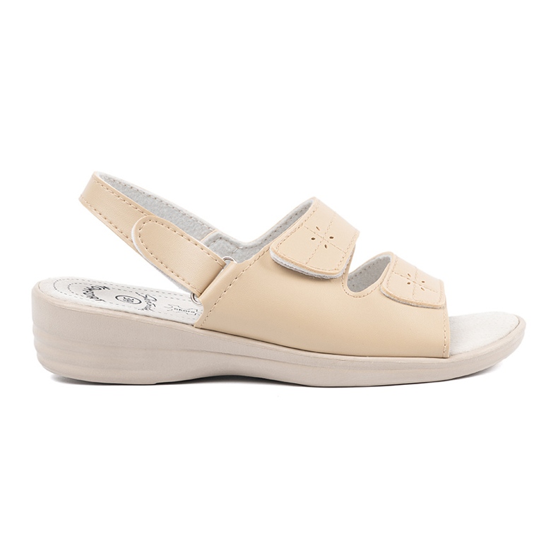 Shelvt Sandales beige des femmes avec un insert en cuir 2