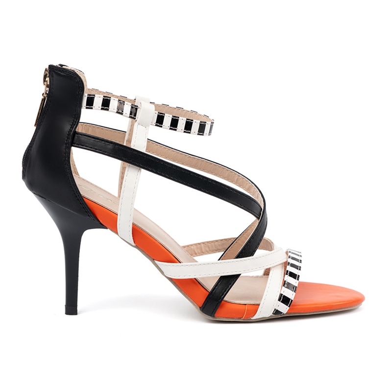 Shelvt Sandales sur une sangle haute et blanche multicolore 2