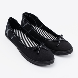 Ballerines de matériau noir avec un arc le noir 4