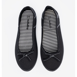 Ballerines de matériau noir avec un arc le noir 5