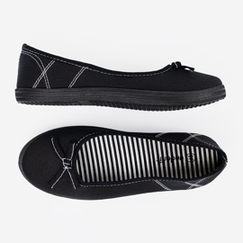 Ballerines de matériau noir avec un arc le noir 6
