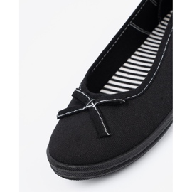 Ballerines de matériau noir avec un arc 1