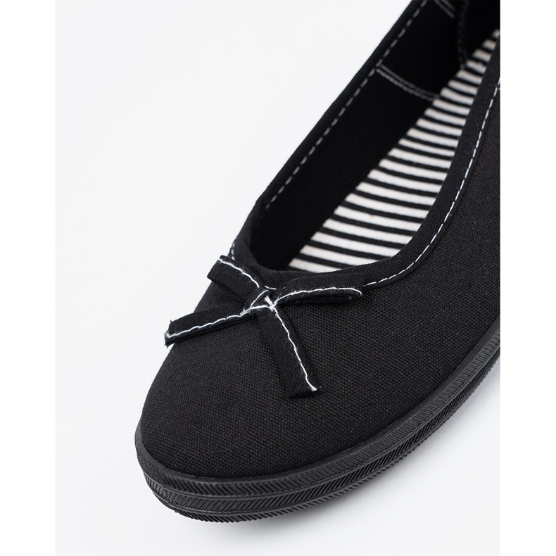Ballerines de matériau noir avec un arc le noir 1