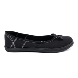 Ballerines de matériau noir avec un arc le noir 2