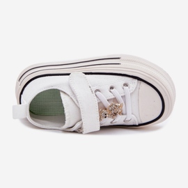 Baskets pour filles avec un ours en peluche doré blanche 2