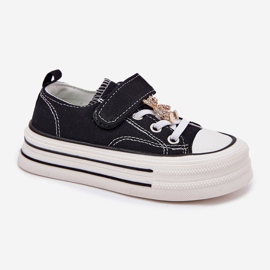 Baskets des filles avec une épingle dorée le noir 5
