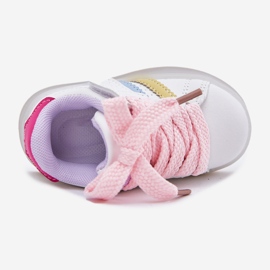 Sneakers pour enfants Sports Chaussures avec une semelle de rose blanc brillant blanche 2