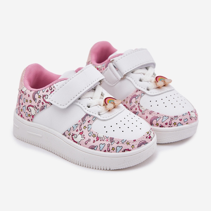 Sneakers pour enfants Chaussures de sport licornes roses blanc 1