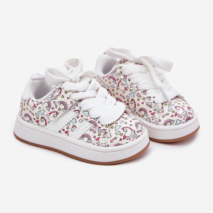 Chaussures de sport pour filles avec un motif de licorne blanc 1