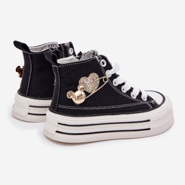 Sneakers pour enfants hauts avec une décoration dorée noire le noir 2 Sneakers pour enfants hauts avec une décoration dorée noire le noir 2