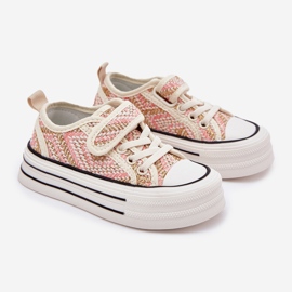 Baskets en velcro rose des filles 1